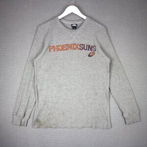 NBA Phoenix Suns Mens Large Grey Thermal Y2K Longsleeve Waffle Knit